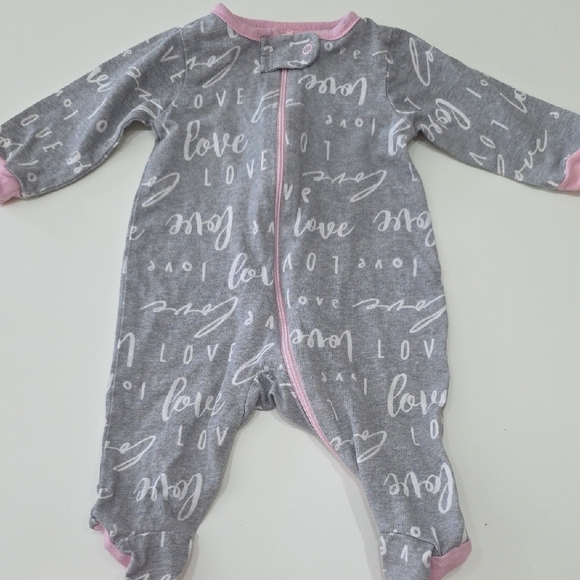Gerber Baby Girl 3pc Bundle Onesies & Sleeper Pink Fox Love Gray Newborn Sleeper - Picture 7 of 8